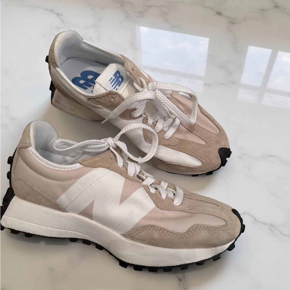 New Balance Women's Cream and White Sneakers